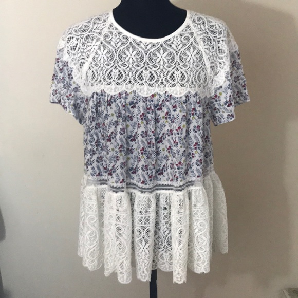 Anthropologie {Blue Tassel} Lace Blouse - Picture 1 of 8
